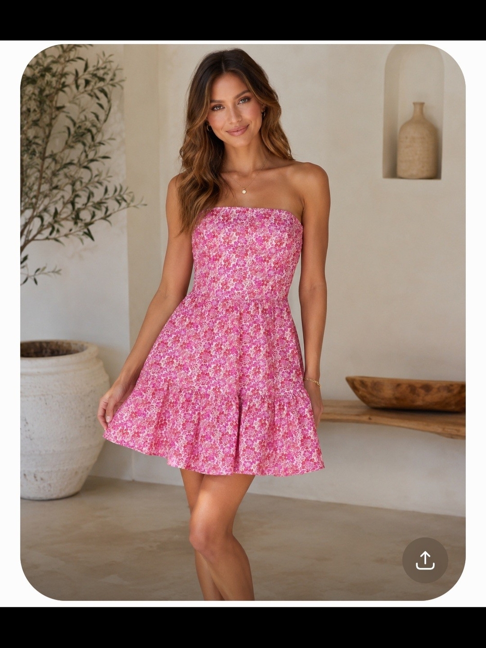Showpo Pink Floral Strapless Mini Dress. Jacquard Finish. Size 2 Gorgeous!!